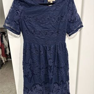 Polagram Navy Patterned Dress
